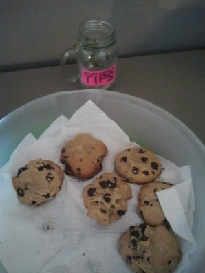 Cookies on the desk - don't forget to tip her!